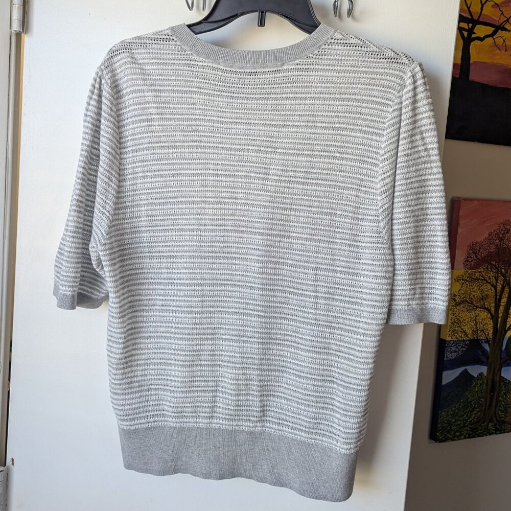 Veronica Beard Jeans Crochet Knit Gray Shirt Size Large - Picture 4 of 7